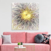 金ゴールドフラクタルモダン抽象芸術で花盛り キャンバスプリント (インサイチュ (リビング))