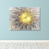 金ゴールドフラクタルモダン抽象芸術で花盛り キャンバスプリント (インサイチュ (ウッドフロア))