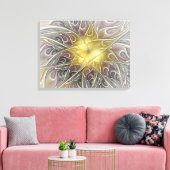 金ゴールドフラクタルモダン抽象芸術で花盛り キャンバスプリント (インサイチュ (リビング))