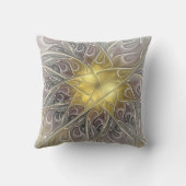 金ゴールドフラクタルモダン抽象芸術で花盛り クッション (裏面)