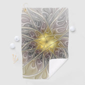 金ゴールドフラクタルモダン抽象芸術で花盛り ゴルフタオル (インサイチュ)