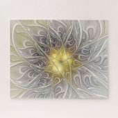 金ゴールドフラクタルモダン抽象芸術で花盛り ジグソーパズル (横)