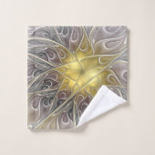 金ゴールドフラクタルモダン抽象芸術で花盛り バスタオルセット (ウォッシュタオル)