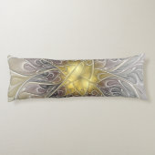 金ゴールドフラクタルモダン抽象芸術で花盛り ボディピロー (裏面)