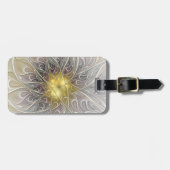 金ゴールドフラクタルモダン抽象芸術で花盛り ラゲッジタグ (正面横)