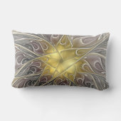 金ゴールドフラクタルモダン抽象芸術で花盛り ランバークッション (裏面)