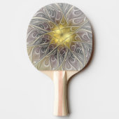 金ゴールドフラクタルモダン抽象芸術で花盛り 卓球ラケット (裏面)