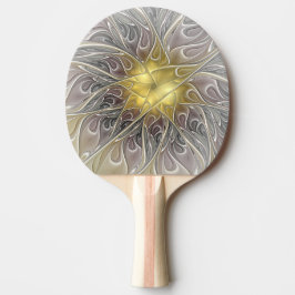 金ゴールドフラクタルモダン抽象芸術で花盛り 卓球ラケット