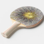 金ゴールドフラクタルモダン抽象芸術で花盛り 卓球ラケット (正面アングル)