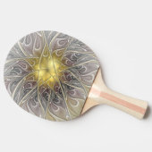 金ゴールドフラクタルモダン抽象芸術で花盛り 卓球ラケット (横)