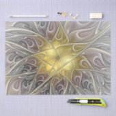 金ゴールドフラクタルモダン抽象芸術で花盛り 薄葉紙 (クラフト)