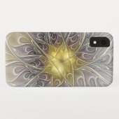 金ゴールドフラクタルモダン抽象芸術で花盛り Case-Mate iPhoneケース (裏面(横))
