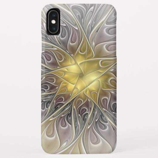 金ゴールドフラクタルモダン抽象芸術で花盛り Case-Mate iPhoneケース (裏面)