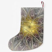 金ゴールドフラクタル名モダン付き抽象芸術で繁栄 スモールクリスマスストッキング (裏面)