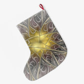 金ゴールドフラクタル名モダン付き抽象芸術で繁栄 ラージクリスマスストッキング (裏面 (吊り時))