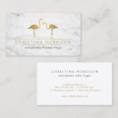 金ゴールドフラミンゴエレガントスイベントプランナーホワイトマーブル 名刺 (正面/裏面)