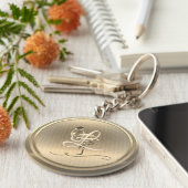 金ゴールドフラミンゴモノグラム キーホルダー (側面)