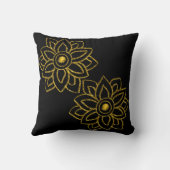 金ゴールドフラワークリスマスポインセティアオンブラック クッション (裏面)