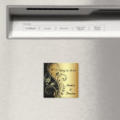 金ゴールドフラワースクロール作業日付磁石を保存 マグネット (インサイチュ (食洗機))