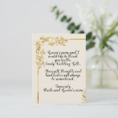 金ゴールドフラワースク結婚ロールのサンキューカード 招待状 (スタンド正面)