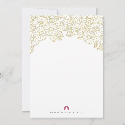 金ゴールドフラワーズオンホワイトリハーサルディナー招待状 招待状 (裏面)