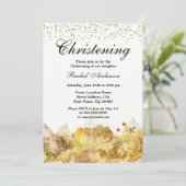 金ゴールドフラワーズグリッターボーイガール《キリスト教》洗礼式や命名式バプテスマ 招待状 (スタンド正面)