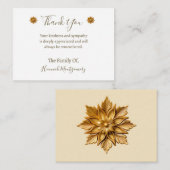 金ゴールドフラワーデコール悔やみや弔慰サンキューカード ノートカード (正面/裏面)