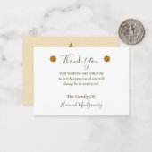 金ゴールドフラワーデコール悔やみや弔慰サンキューカード ノートカード (正面/裏面インサイチュ)