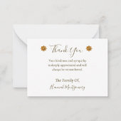 金ゴールドフラワーデコール悔やみや弔慰サンキューカード ノートカード (正面)