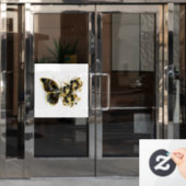 金ゴールドフラワーバタフライ（黒い蘭） ウィンドウサイン (オフィスドア)