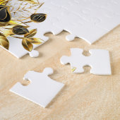 金ゴールドフラワーバタフライ(黒い蘭) ジグソーパズル (側面)