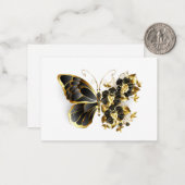 金ゴールドフラワーバタフライ(黒い蘭) ノートカード (正面/裏面インサイチュ)