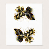 金ゴールドフラワーバタフライ(黒い蘭) 名刺 (外部フラット)