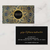 金ゴールドフラワーマンダラパターンヨガインストラクター 名刺 (正面/裏面)