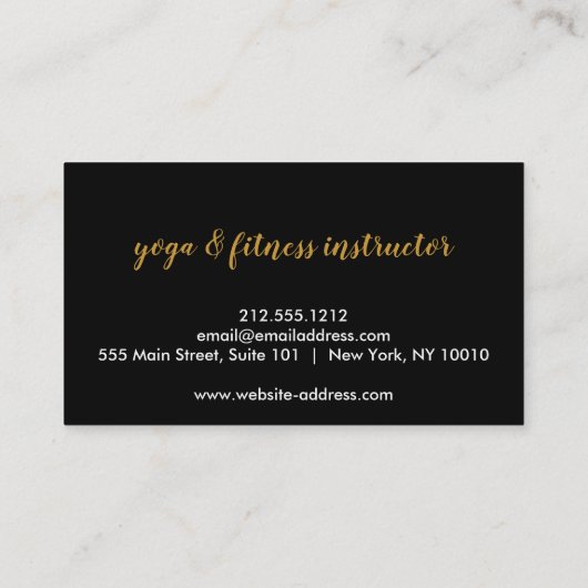 金ゴールドフラワーマンダラパターンヨガインストラクター 名刺 (裏面)