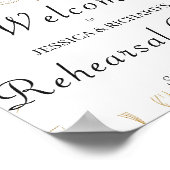 金ゴールドフラワーリハーサルディナーウェルカムポスターサイン ポスター (角)