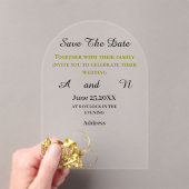 金ゴールドフラワー日付の保存 アクリル招待状 (インサイチュ (ポータブル))