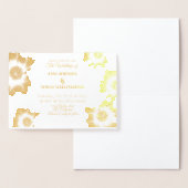 金ゴールドフラワー結婚式招待状フォイルカード 箔カード (ディスプレー)