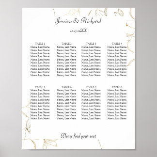 金ゴールドフラワー8テーブル座席表ポスター記号 ポスター