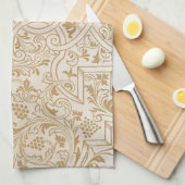 金ゴールドフランコ東洋の線条細工パターン空想のデザイン キッチンタオル (四つ折り)