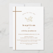 金ゴールドフランスのバモダンードクロス《キリスト教》洗礼式や命名式洗礼 招待状 (正面)