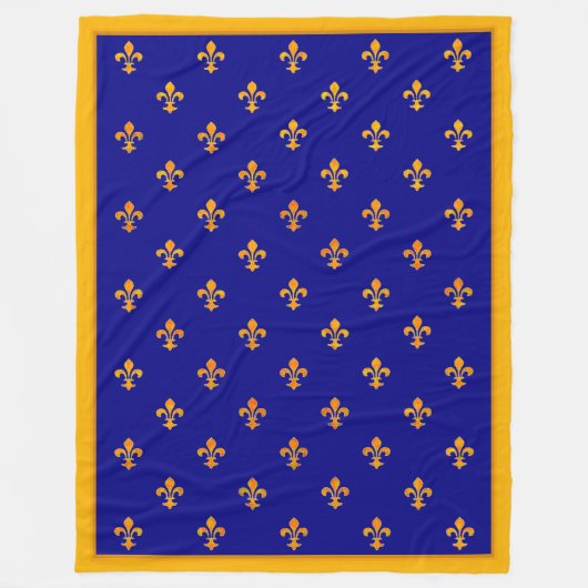 金ゴールドフランスのフルーアデリスAzurバナー フリースブランケット (正面)