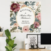 金ゴールドフランスのフローラエレガントブライダルシャワー茶 ポスター (ホームオフィス)