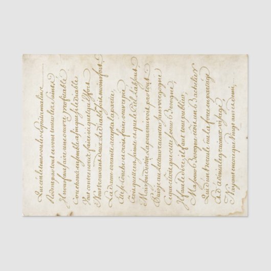 金ゴールドフランスの書道ヴィンテージスクリプトパーチメント 薄葉紙 (正面)