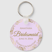 金ゴールドフリルと薄紫紫の花嫁の結婚贈り物 キーホルダー (正面)