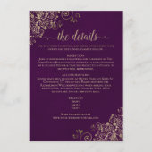 金ゴールドフリルエレガントプラムパープル結婚ズ詳細 エンクロージャーカード (正面)