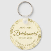 金ゴールドフリルオンクリームブリデシュ結婚メイドのギフト キーホルダー (正面)