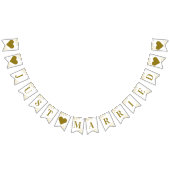 金ゴールドフリルオンホワイトたった今結婚しましたニューリュウズ バンティングフラッグ (全)