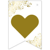 金ゴールドフリルオンホワイトたった今結婚しましたニューリュウズ バンティングフラッグ (第2の旗)