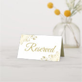 金ゴールドフリルオンホワイトエレガントな結婚予約 プレイスカード (裏面)